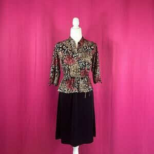 Vintage 70s Unbranded peplum secretary day dress, size Small